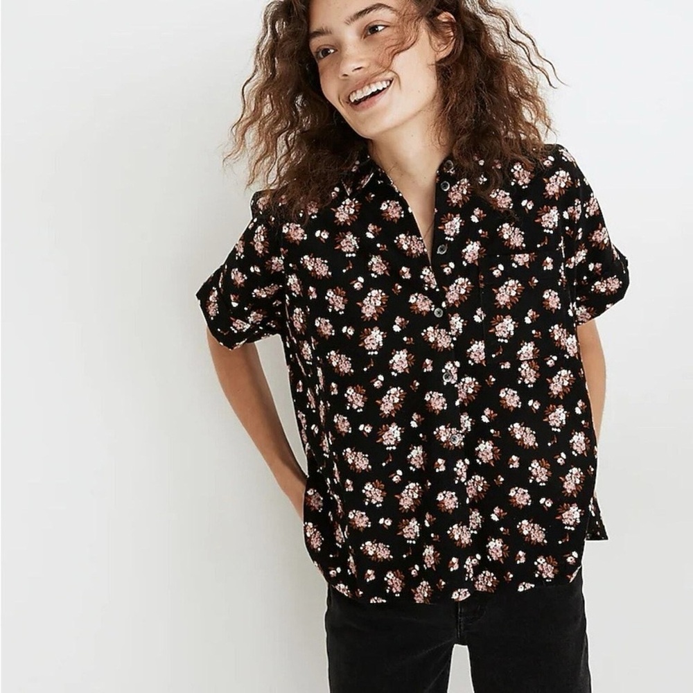 Madewell Daily Corduroy Homestead Floral Black Mini Corduroy Cotton Collar Small